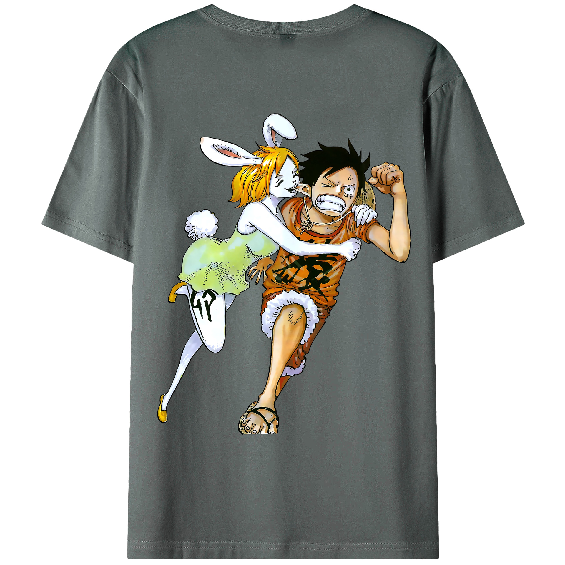 ワンピース モンキー・D・ルフィ ONE PIECE Monkey D. Luffy 綿100％ メンズ半袖Tシャツ（バックプリント） 通気性